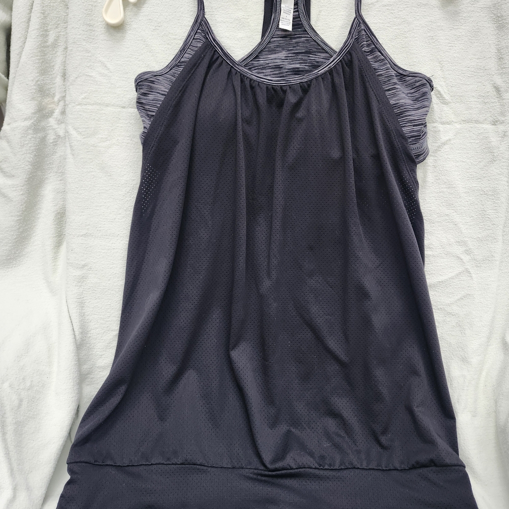 lululemon athletica Charcoal and Light Gray Striped Racerback Tank